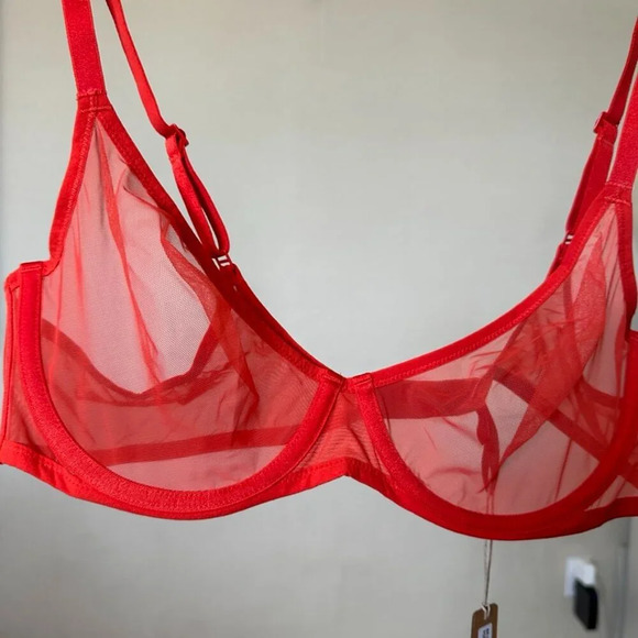 SKIMS ULTRA FINE MESH UNDERWIRE SCOOP BRA POPPY 42A - Picture 5 of 8